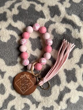 Beaded Pink Tassel Keychain Wristlet